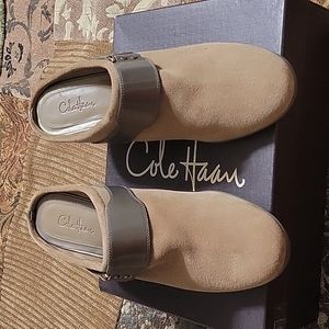 Cole Haan Taupe Suede Clogs